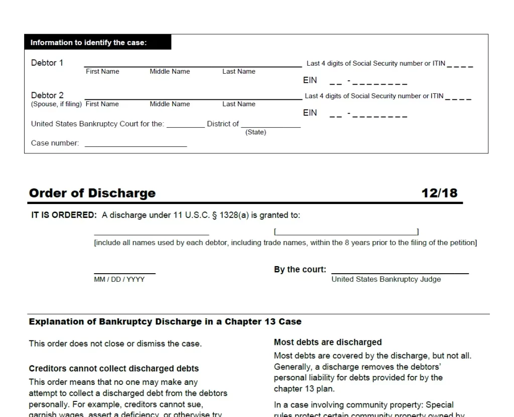 how to find order of discharge